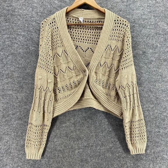 5/$45 Old Navy Cardigan Women XS Beige Knit V-Neck Long Sleeve One Button - Picture 1 of 8